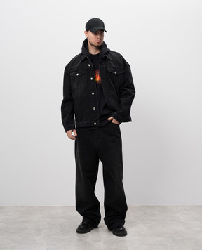 Vetements Чорні джинси з патчем логотипа UA66PA540B
