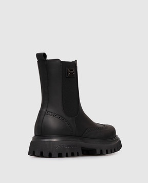 Dolce&Gabbana Дитячі чорні шкіряні черевики з перфорацією DA5295A63793136