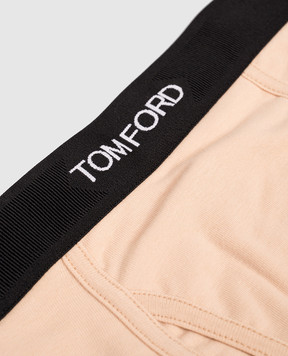 Tom Ford Бежевые трусы-боксеры с узором логотипа T4LC31040