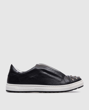 Philipp Plein Детские черные кожаные кеды Tom с заклепками BSC00153538