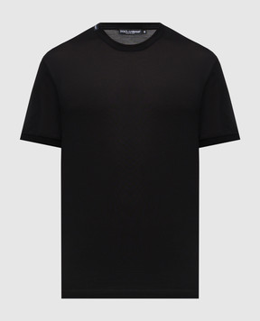 Dolce&Gabbana Черная футболка из шелка с логотипом G8ST1TFU75F
