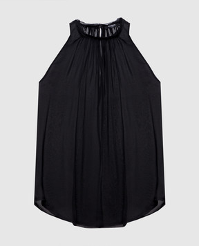 Balmain Черный топ из шелка с драпировкой. EF0IA005SB04