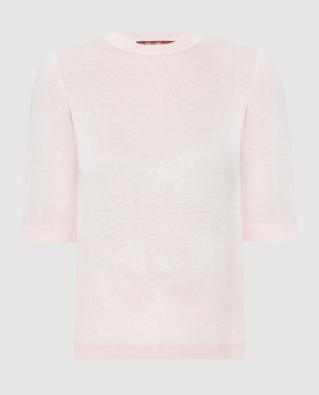 Max Mara Розовая футболка SAMUELE из шелка и шерсти. SAMUELE