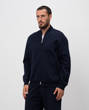 Brunello Cucinelli Синяя спортивная куртка с кашемиром и шелком. MM8319072G