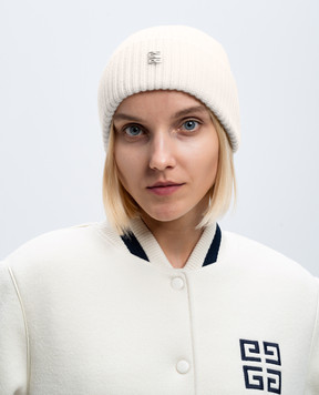 Givenchy Белая шапка из шерсти и кашемира с эмблемой логотипа 4G GWCAPPU7756