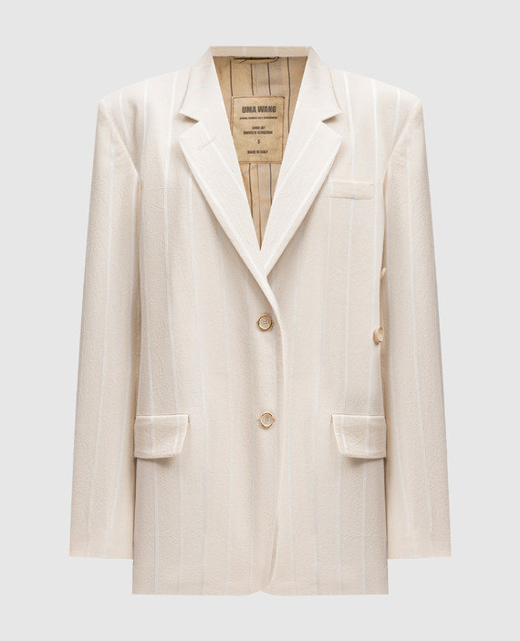 Beige double-breasted striped jacket