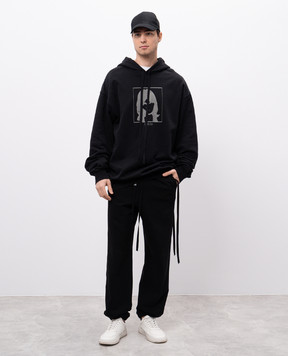 Ann Demeulemeester Черные худи с принтом Тill the end B0012492FA185