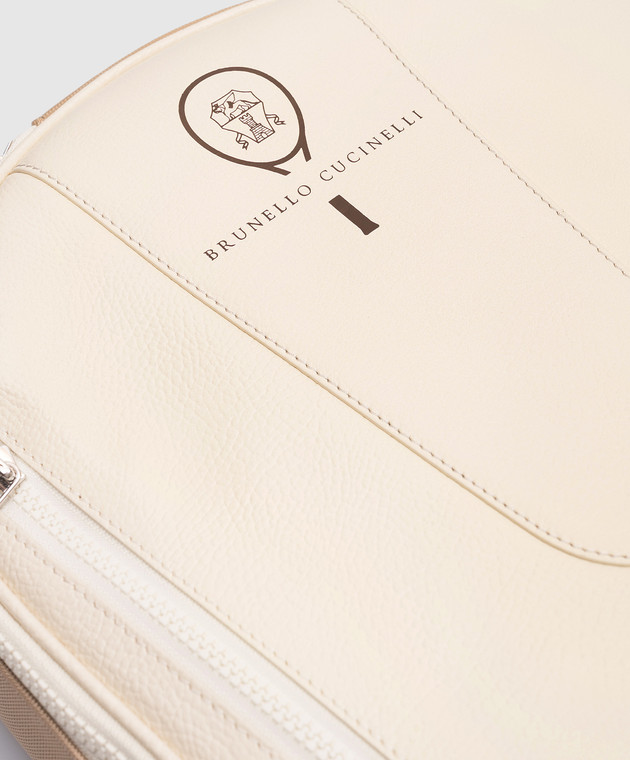 Brunello Cucinelli Бежевий шкіряний чохол для тенісної ракетки з логотипом MLZIUBBT08 зображення 4