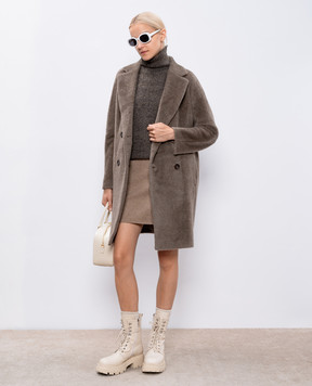 Max Mara Коричневе двобортне пальто ROSETO з вовною альпаки ROSETO