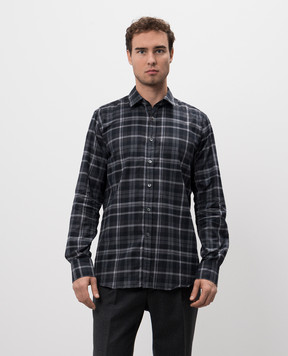 Canali Серая рубашка в клеточку GL03345CSL7077