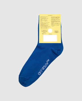 Off-White Детские синие носки с узором эмблемы. OBRA004S25KNI001