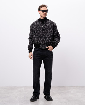 Balmain Черный бомбер в принт логотипа EH1TF955VH56