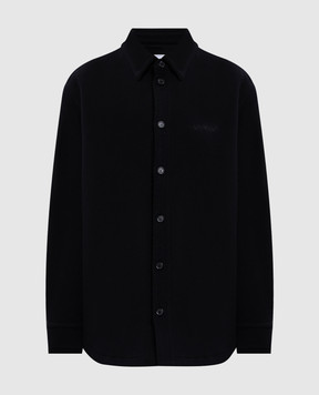 Off-White Чорна утеплена сорочка з кашеміру з логотипом 2ES005F25FAB001