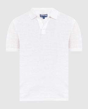 Vilebrequin Белая футболка из льна с вышивкой логотипа PYRE9O00