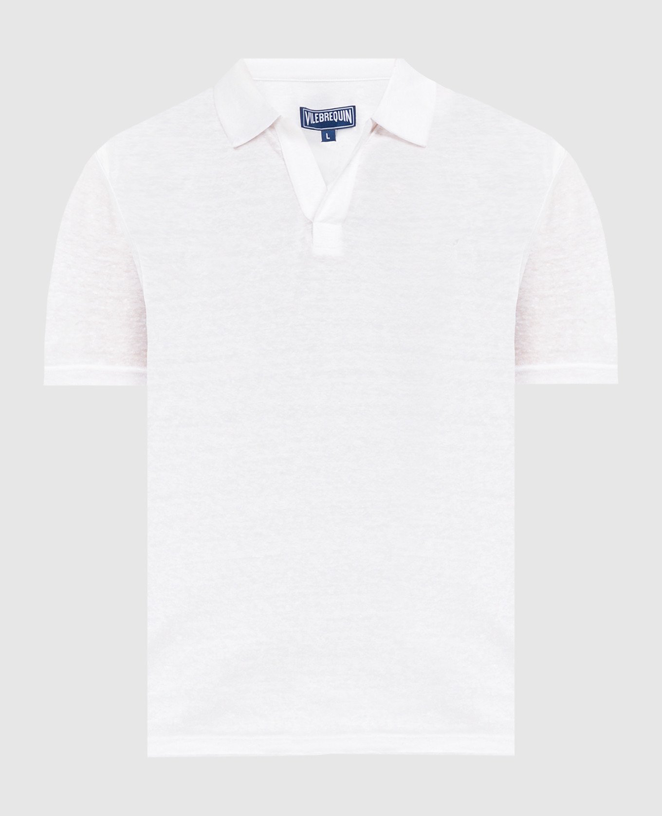 White linen t-shirt with logo embroidery