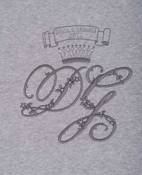Dolce&Gabbana Детский серый свитшот с вышивкой логотипа с кристаллами L5JW2VG7N4H
