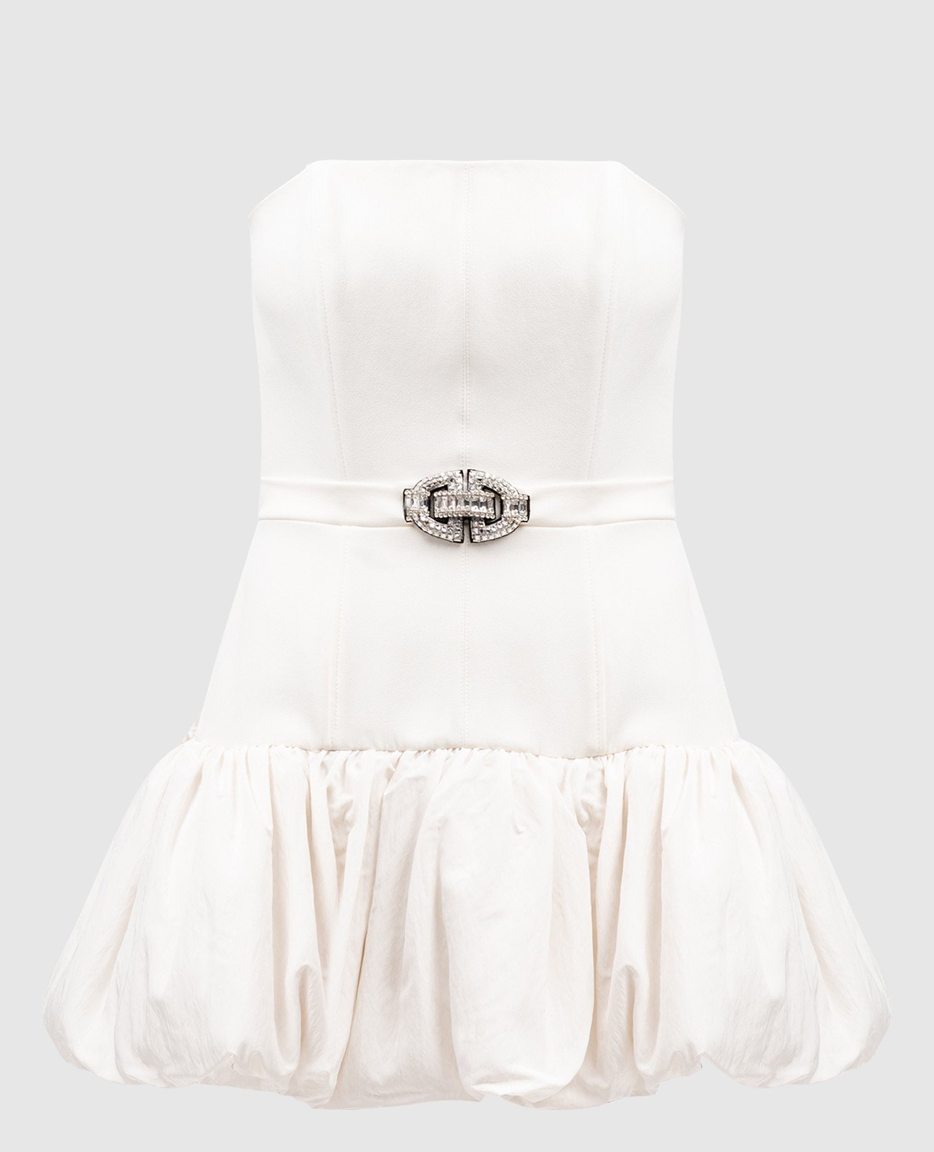 Белое платье мини с аппликацией с кристаллами
