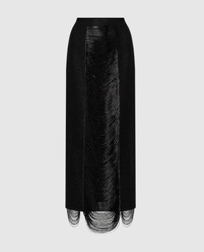 Alexander McQueen Черная юбка миди с бахромой 791072Q1A9M