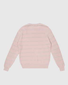 Brunello Cucinelli Дитячий рожевий джемпер в смужку з люрексом B19M18300C