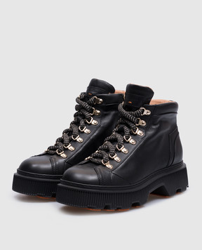 Santoni Черные кожаные ботинки с логотипом WTHY71293GA2NLGA