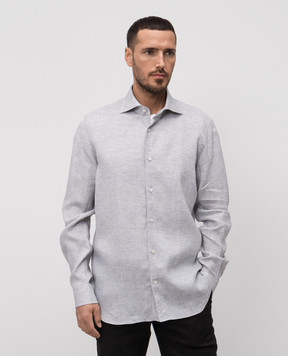 Enrico Mandelli Сіра сорочка з льону TAILOR5701