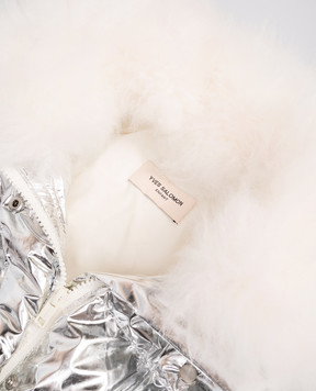 Yves Salomon Enfant Детский серебристый пуховик 25WEM912XXDOXW1214