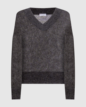 Brunello Cucinelli Серый пуловер с шерстью с люрексом MBG775502