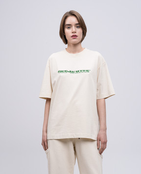 Off-White Бежева футболка Cash Arrow OMAA120S25JER00E