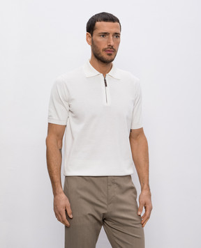 Canali Белое поло на молнии MK00145C0454
