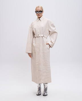 Max Mara Sportmax Бежевый кожаный перфорированный плащ ANTIOPE ANTIOPE1234