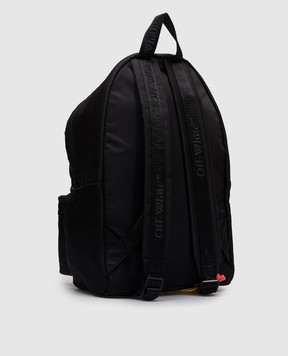 Off-White Детский черный рюкзак с принтом логотипа в стиле Spray OBNB001S25FAB001