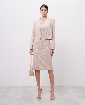 Twinset Бежева спідниця з паєтками та намистинами 251TP2200