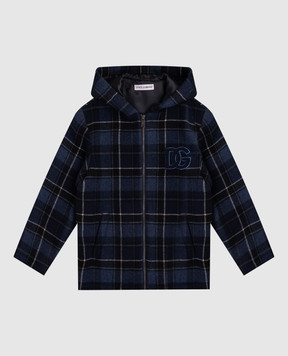 Dolce&Gabbana Дитяча синя куртка з вовною в клітинку L42C36FQZAL