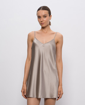 Dore & Rose Бежевое пижамное платье из шелка PREMIUMSILKSLIPDRESS