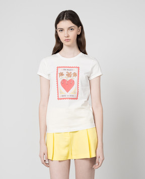 Twinset Біла футболка з принтом Red Heart 241TT2411