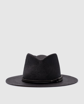 Brunello Cucinelli Чорний солом'яний капелюх з ланцюжком моніль MCAP90082