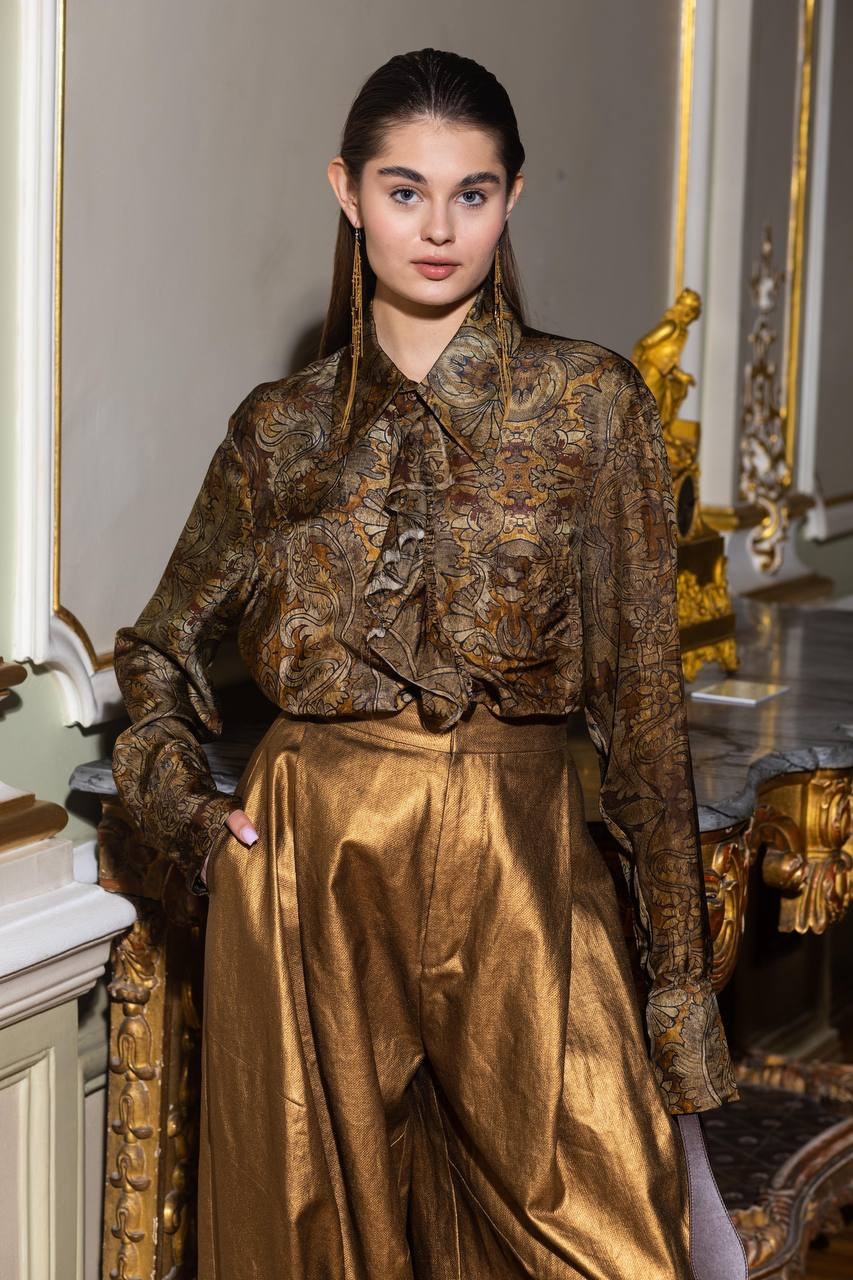 UMA WANG Коричневая блуза Trella UW1019 изображение 6