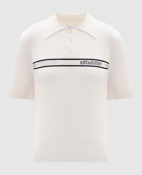 Off-White Белое поло с логотипом OWHV005S25KNI001