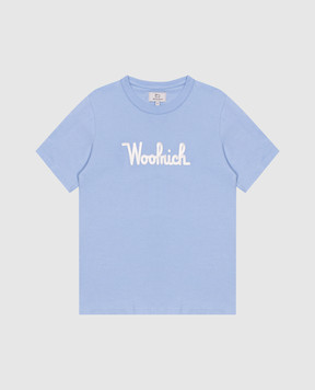 Woolrich Дитяча блакитна футболка з вишивкою логотипа CFWKTE0132MRUT1486