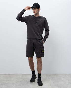 Stone Island Серые шорты-карго с логотипом K1S156200012S0051
