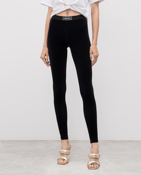 Versace Чорні велюрові легінси з логотипом 10224731A16539