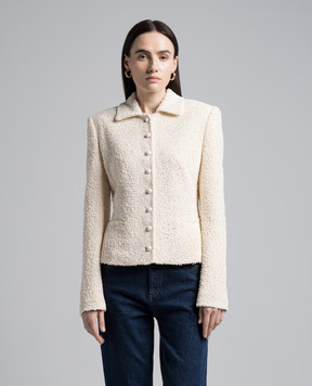 Magda Butrym Бежевий жакет з букле з льоном BLAZER03110524
