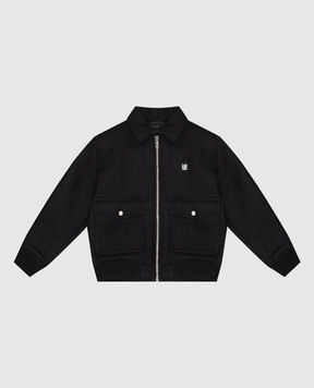 Givenchy Детская черная куртка из шерсти, кашемира и шелка с логотипом H30583612