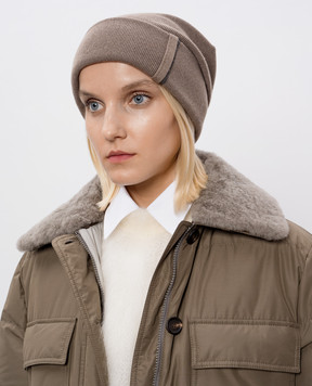 Brunello Cucinelli Коричнева шапка з кашеміру M12163199