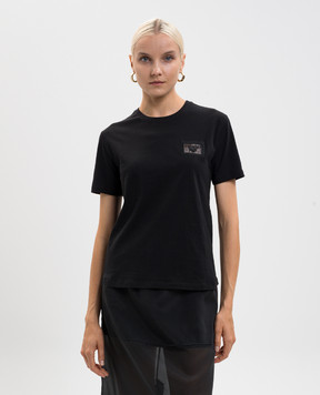 Twinset Чорна футболка з вишивкою логотипа 252TP2051