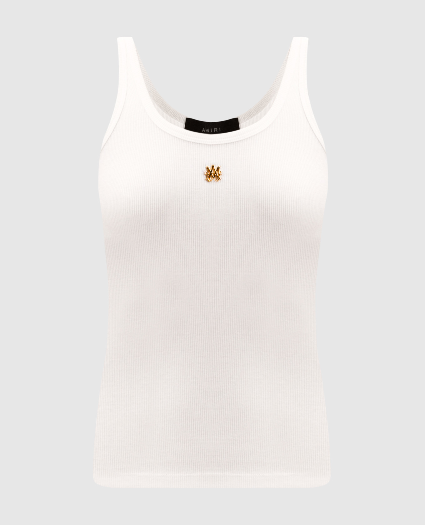 

Белый топ в рубчике с металлической монограммой логотипа., Топы