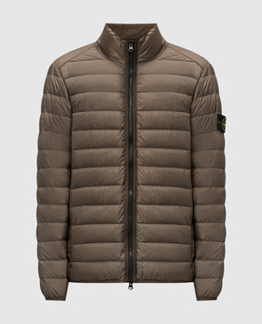 Stone Island Коричнева пухова куртка зі знімним патчем логотипа 811542924