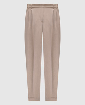 Brunello Cucinelli Бежевые брюки с льном MH126P8292