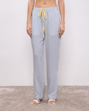 Victoria Beckham Штани з шовком в піжамному стилі в смужку 1125WTR006041A
