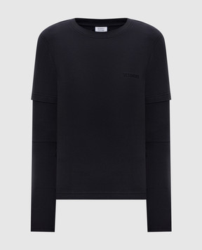 Vetements Чорний лонгслів з вишивкою логотипа WH76LS570B